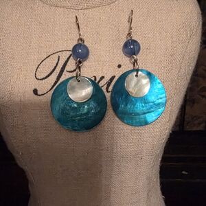 Elegant Blue and Silver Shell Earrings